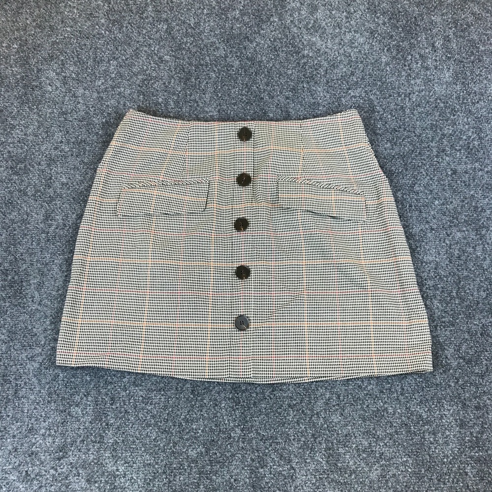 Forever 21 Contemporary Mini Skirt Womens 30x19 White Black Houndstooth Stretch
